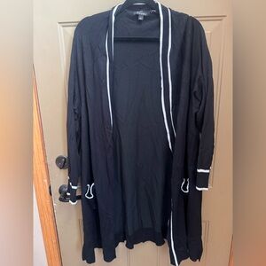 Roz & Ali Black Cardigan with White Accents